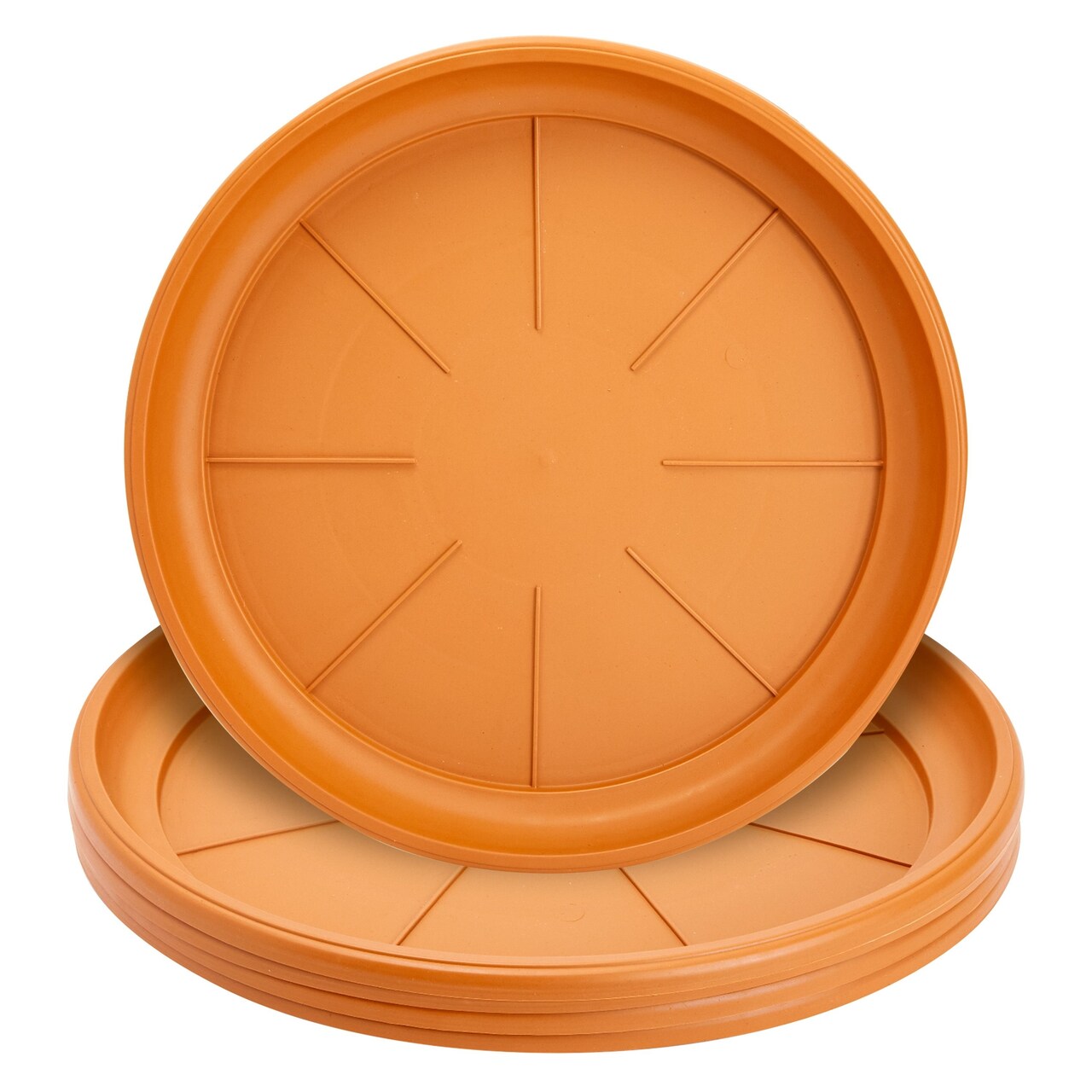4 Pack Round Flower Pot Saucers for Small Plants, Plastic Water Drip Trays for Indoor, Outdoor Planter Base (17.5 In)